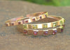 Wide Spring Gold Bangle with Pyramid Cabochons