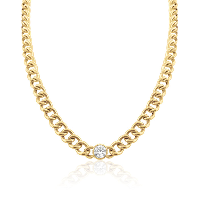 Diamond Bezel Cuban Link Necklace