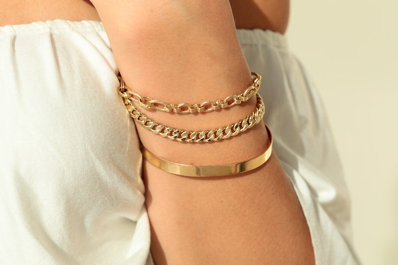 Flat Cuban Chain Link Bracelet