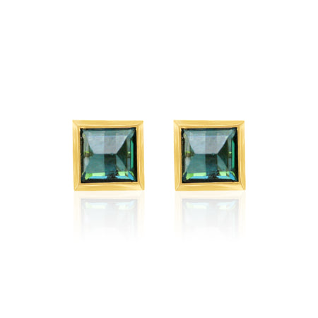 gemstone square stud earrings