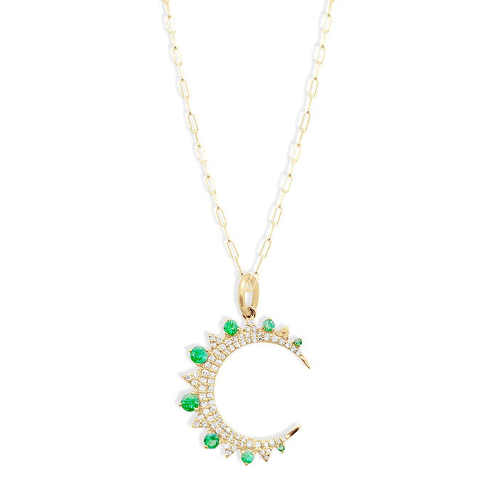 Emerald and Diamond Crescent  Charm