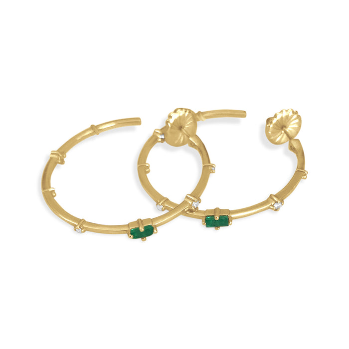 Emerald & Diamond Hoops
