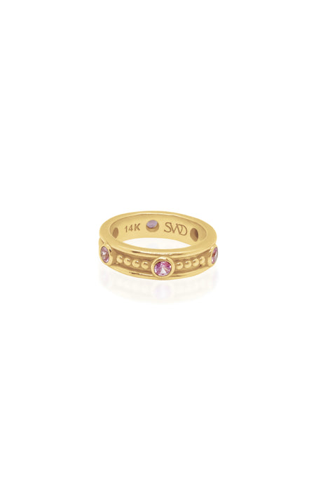 Classic Gold Bead & Faceted Gemstone Band