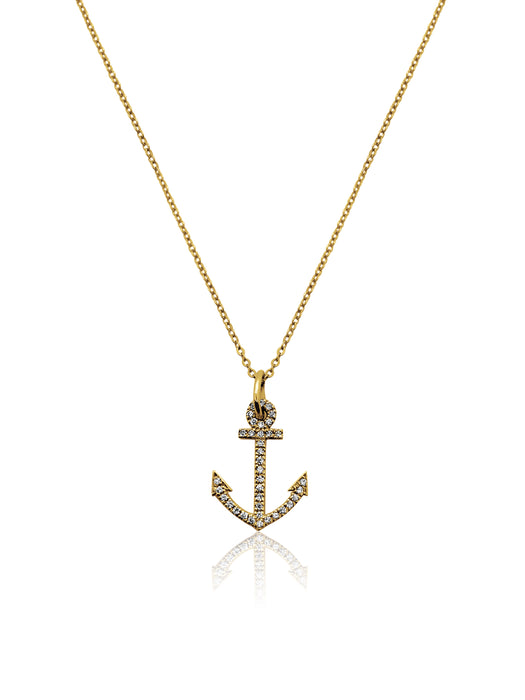 Pavé Diamond Anchor Charm Necklace