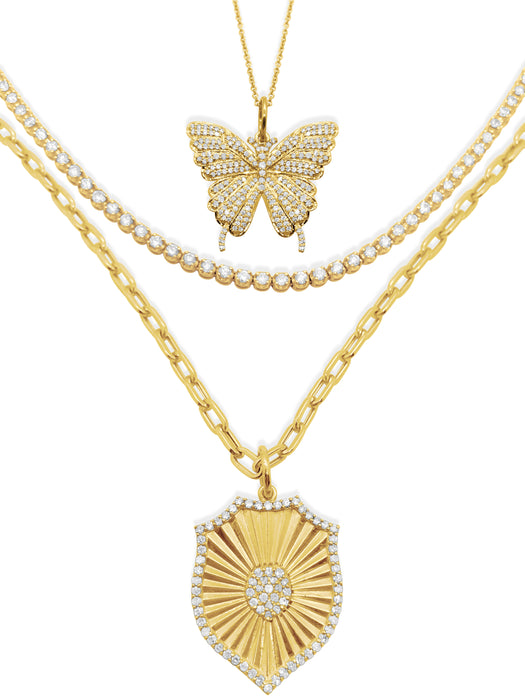 Diamond Shield Charm Necklace