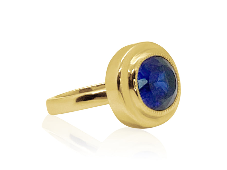 Bezel Set Lab-Grown Sapphire Ring
