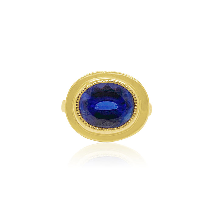 Bezel Set Lab-Grown Sapphire Ring
