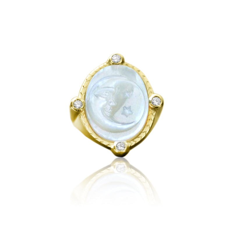 Diamond Four-Point Mother of Pearl Ring– Suzanne Wilson Designs