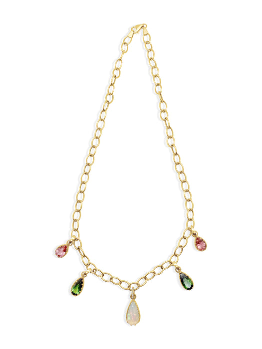 Multi Prong Charm Fringe Necklace