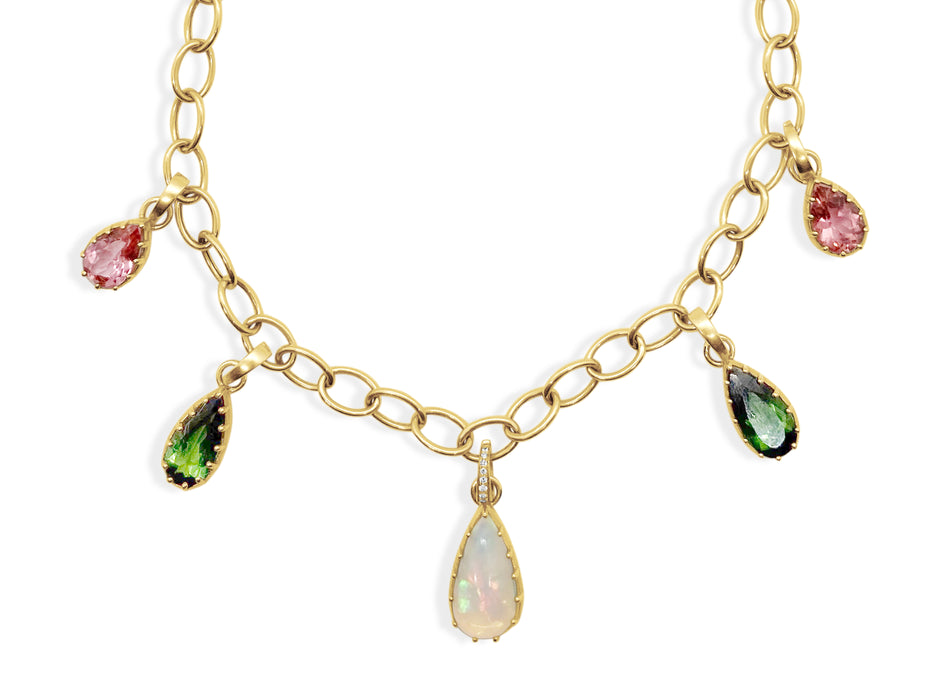 Multi Prong Charm Fringe Necklace