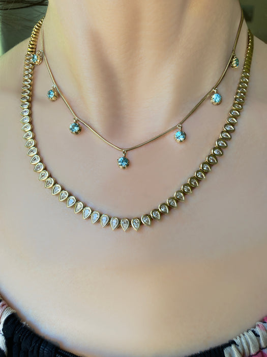 Multi Prong Sapphire Fringe Necklace