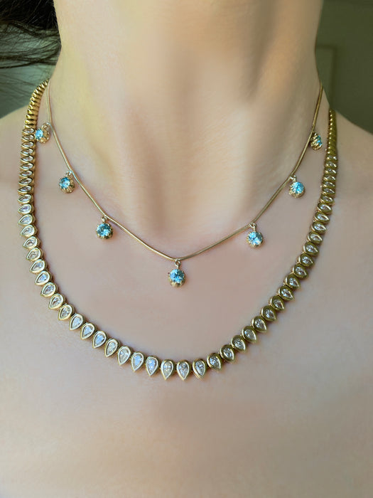 Multi Prong Sapphire Fringe Necklace