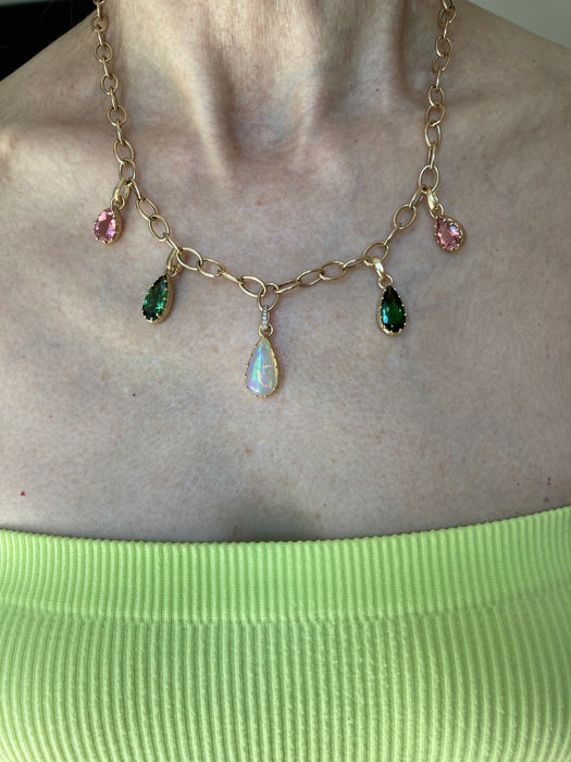 Multi Prong Charm Fringe Necklace