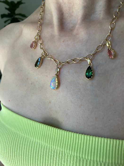 Multi Prong Charm Fringe Necklace